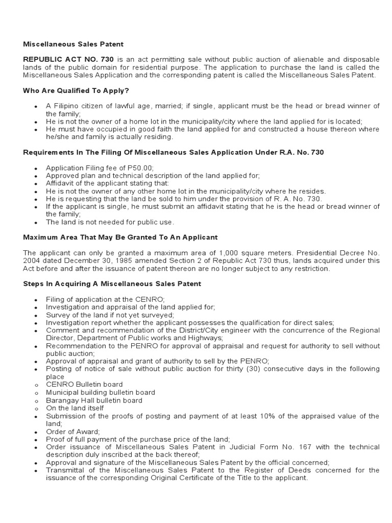 Miscellaneous Sales Patent PDF Patent Real Estate Appraisal