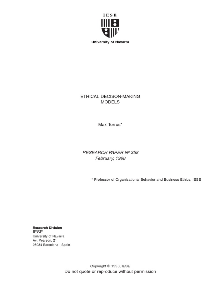 Ethical Decision Making Models | PDF | Morality | Justice