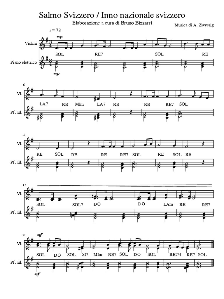 Salmo Svizzero Inno Nazionale Svizzero | PDF