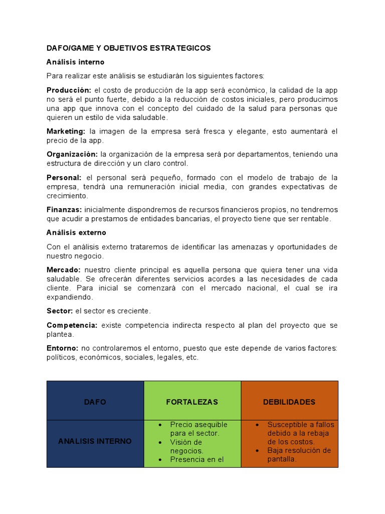 Análisis DAFO y Estrategias para App Salud | PDF | Análisis FODA ...