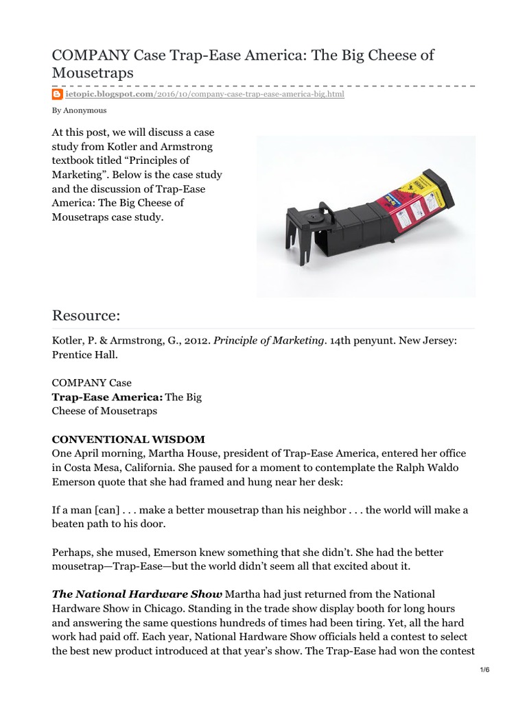 Case Trap-Ease America The Big Cheese of Mousetraps | PDF | Retail | Sales