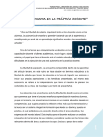 La Autonomia en La Práctica Docente