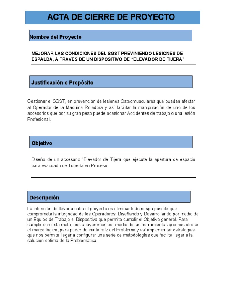 FASE 5 - Acta de Cierre Del Proyecto | PDF | Diseño | Informática