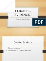 Opinion Expert Evidence