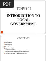 Topic 1: Introduction To Local Government