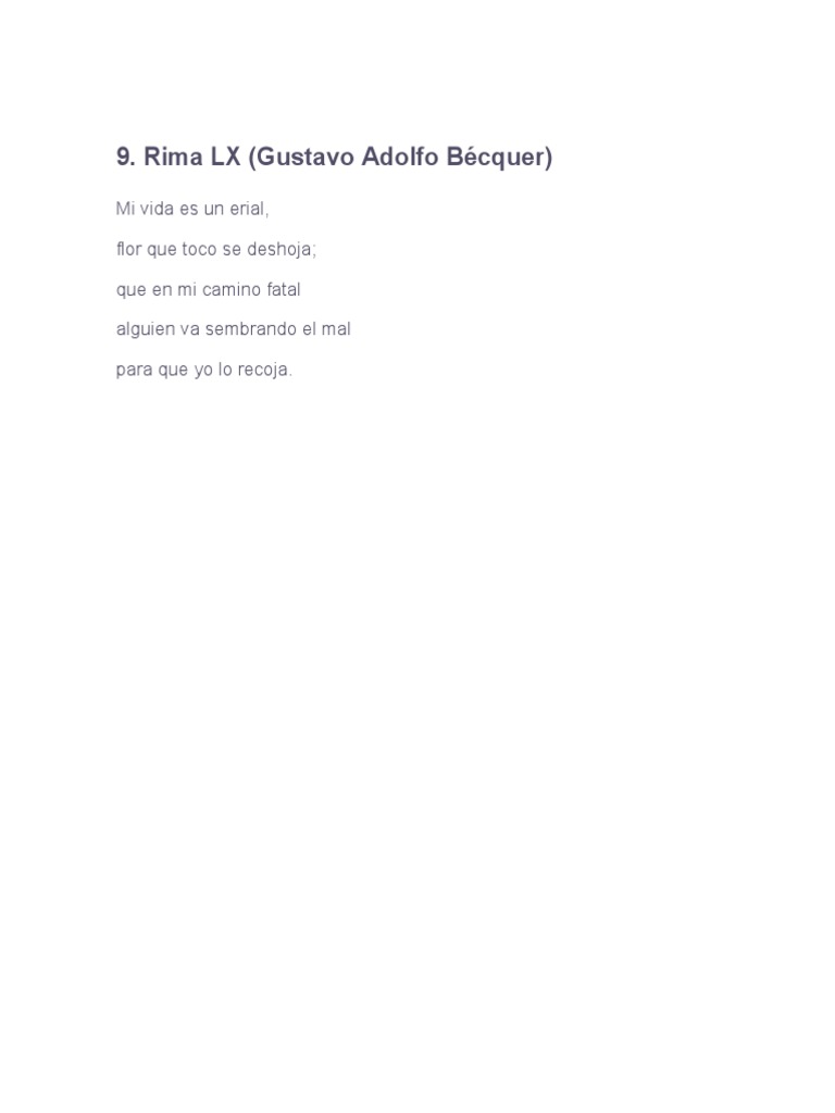 Rima LX (Gustavo Adolfo Bécquer) | PDF