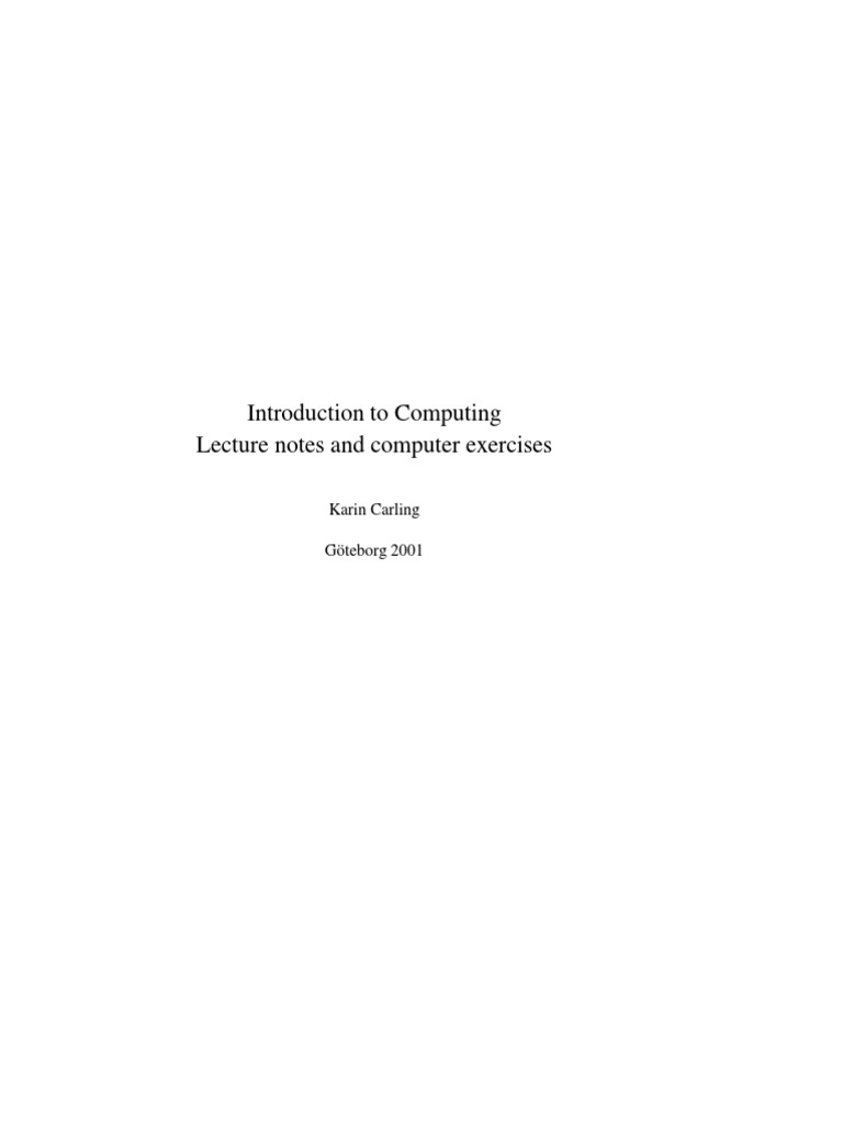 Introduction To Computing Lecture Notes and Computer Exercises | PDF ...