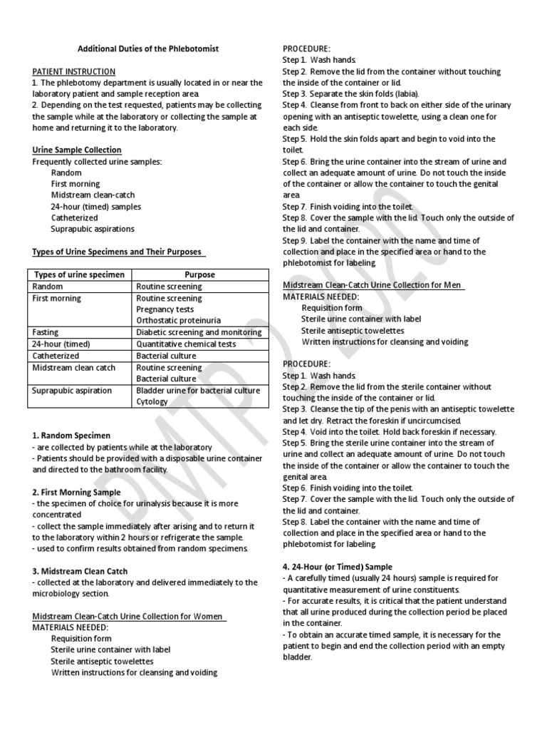 Additional Duties of The Phlebotomist | PDF | Blood Donation | Blood Plasma