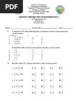 District Unified Test in Mathematics V