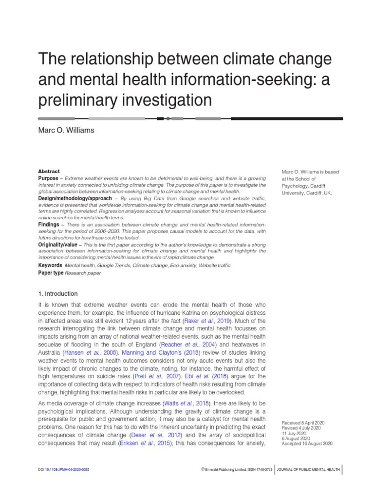 The Relationship Between Climate Change and Mental Health Information ...