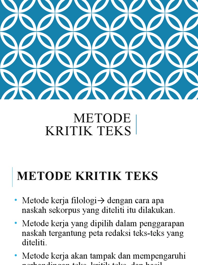 Metode Kritik Teks | PDF | Seni & Disiplin Bahasa