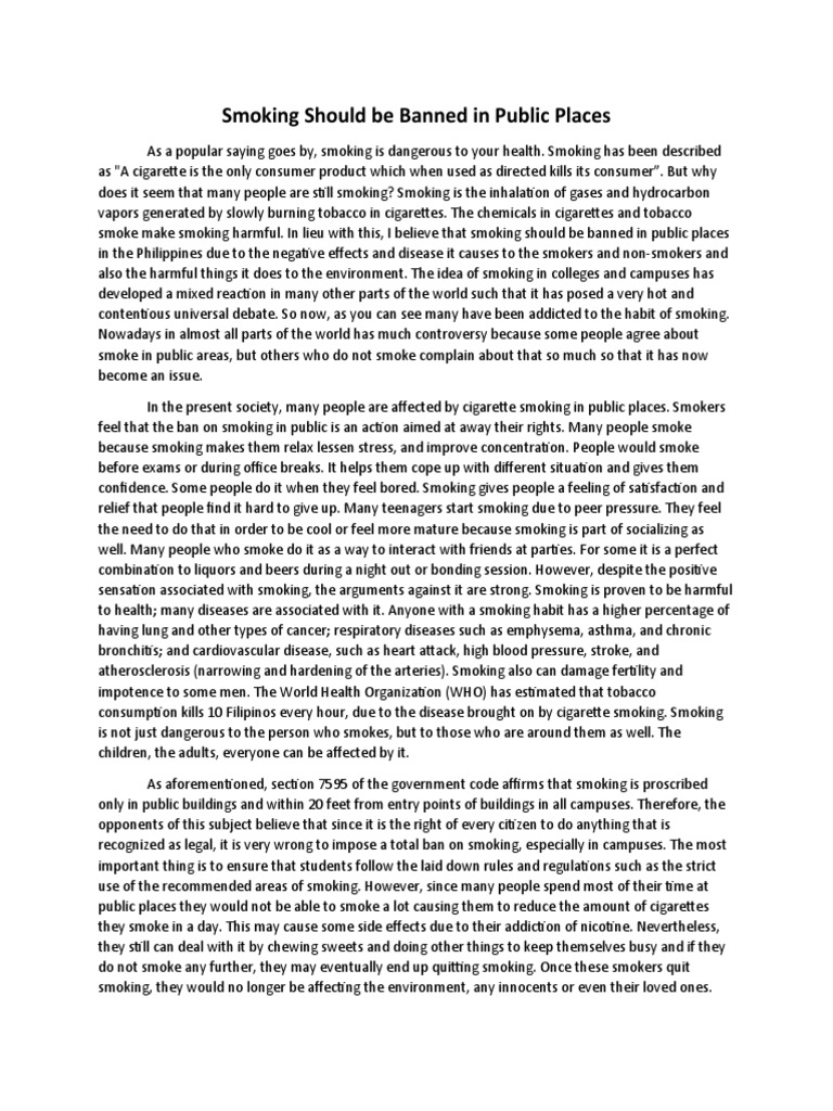 sample of argumentative essay about smoking