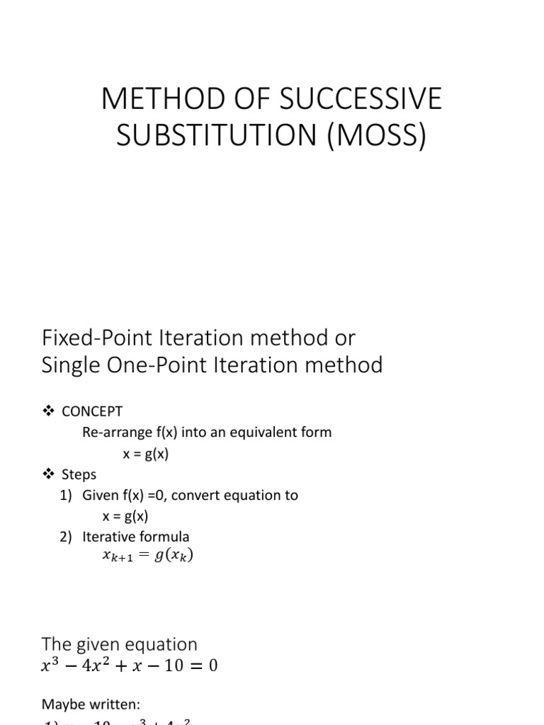 Method of Successive Substitution (Moss) | PDF | Science & Mathematics