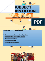 Subject Orientation: Professor Solito M. Seludo