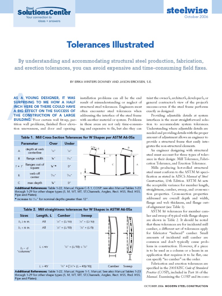 Understanding Steel Erection Tolerances | PDF | Structural Steel | Column