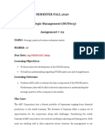Semester Fall 2020 Strategic Management (MGT603) Assignment # 02
