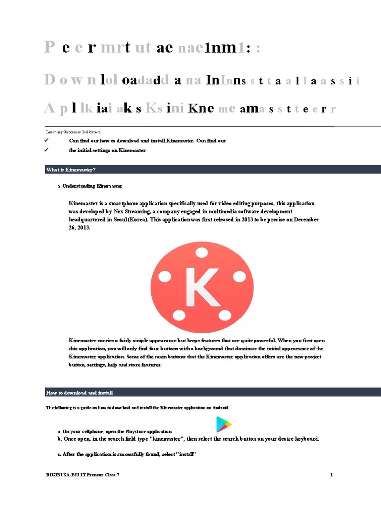 Kinemaster Installation and Setup Guide | PDF | Application Software ...