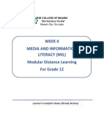 Abm1, Tvl1, Stem 1 & 3: Week 4 Media and Information Literacy (Mil) Modular Distance Learning For Grade 12