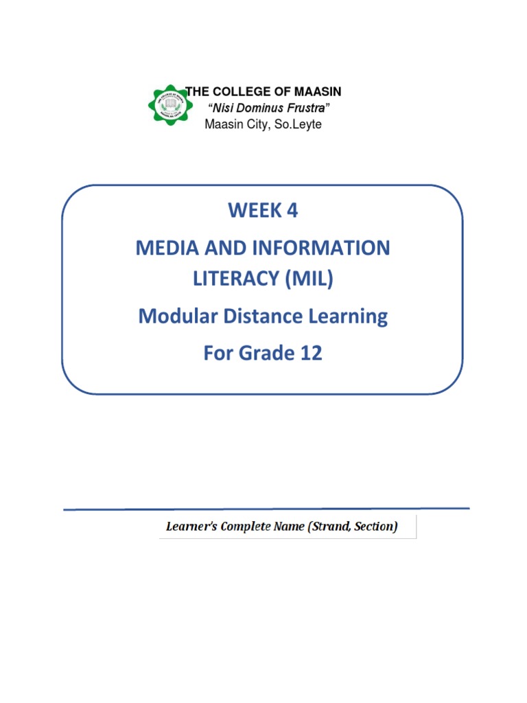 Abm1, Tvl1, Stem 1 & 3: Week 4 Media and Information Literacy (Mil ...