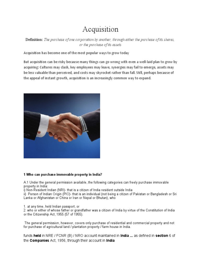 Understanding Corporate Acquisitions | PDF | Business | Finance & Money ...