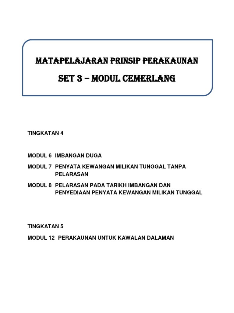 Set 3 Modul Cemerlang P Akaun Pdf