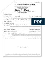 Birth Certificate: People's Republic of Bangladesh