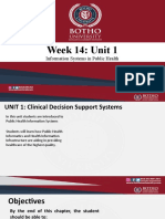 Week 14: Unit 1: Information Systems in Public Health