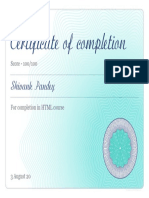 Certificate of Course Completion in HTML