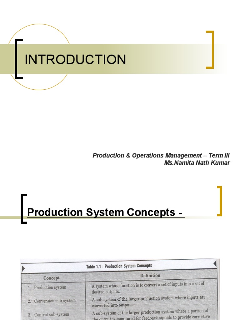 Introduction To Production & Operations ManagementSESSION 1 | PDF ...