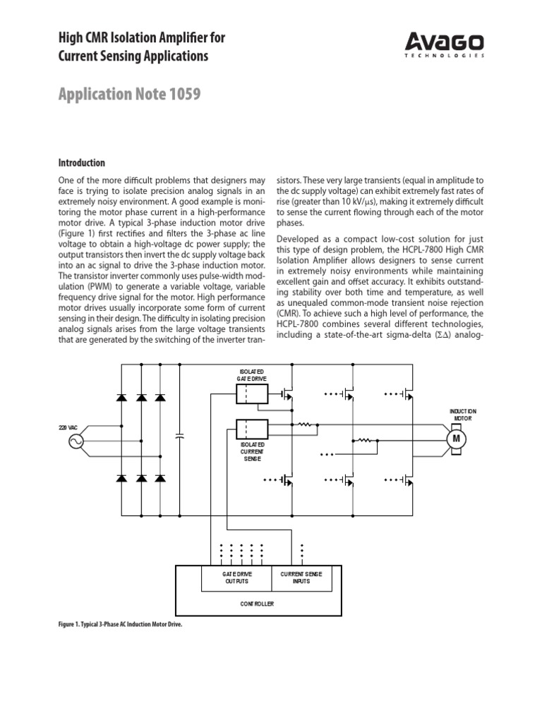 AN 1059 High CMR Isolation Amplifier For Current Sensing PDF