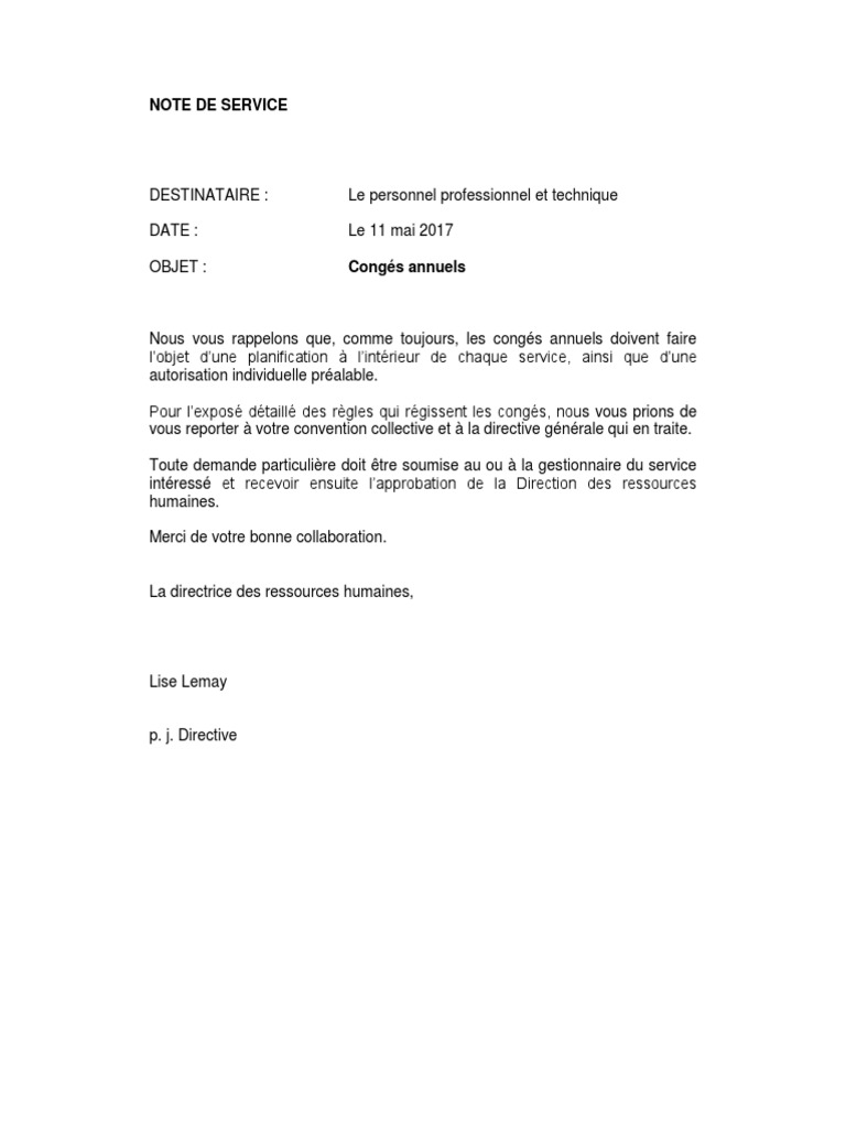 Note Service Exemple Pdf