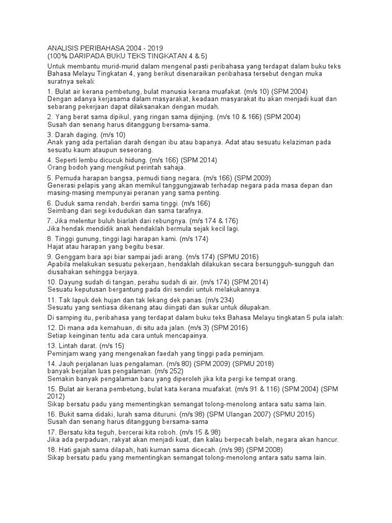Analisis Peribahasa Dalam Spm Pdf