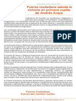 Fuerza Ciudadana Saluda La Victoria en Primera Vuelta de Andrés Arauz