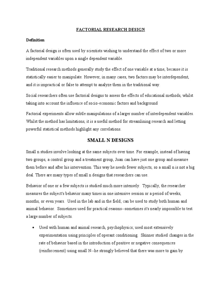 Factorial Research Design | PDF | Research Design | Experiment