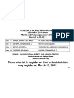 Initial Registration Schedule for New Nurses in Manila and Pampanga (Dec 2010 NLE)