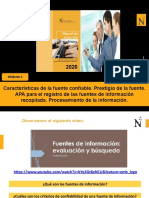 05.a. Características de la fuente confiable. Prestigio de la fuente. APA para el registro de información recopilada. Procesamiento de la información.