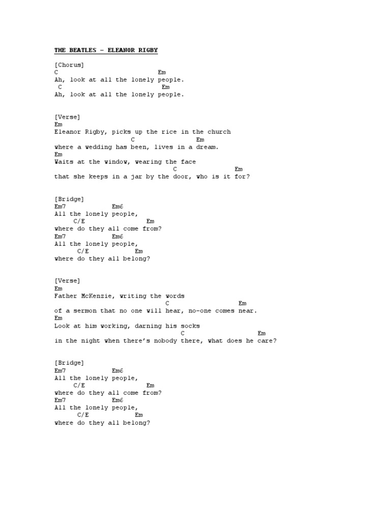 Eleanor Rigby Lyrics G.G. & The Punkis Eleanor Rigby / Here