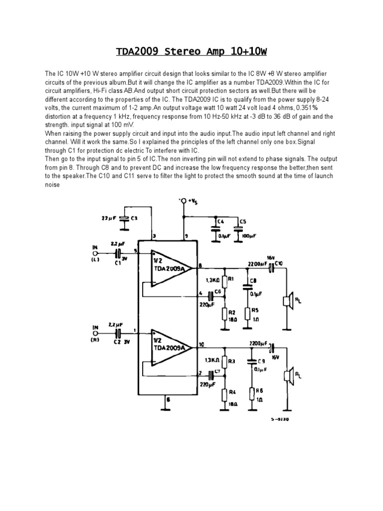 10+10W Amp TDA2009. | PDF