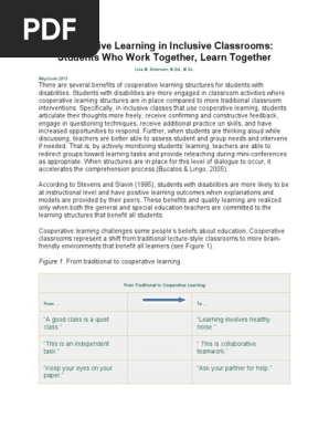 Cooperative Learning in Inclusive Classrooms