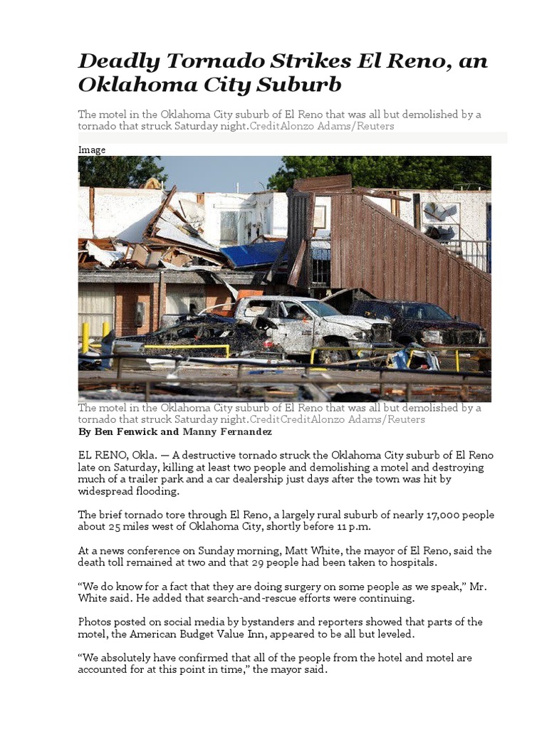 El Reno Tornado Claims Two Lives | PDF | Tornadoes | Atlantic Hurricanes