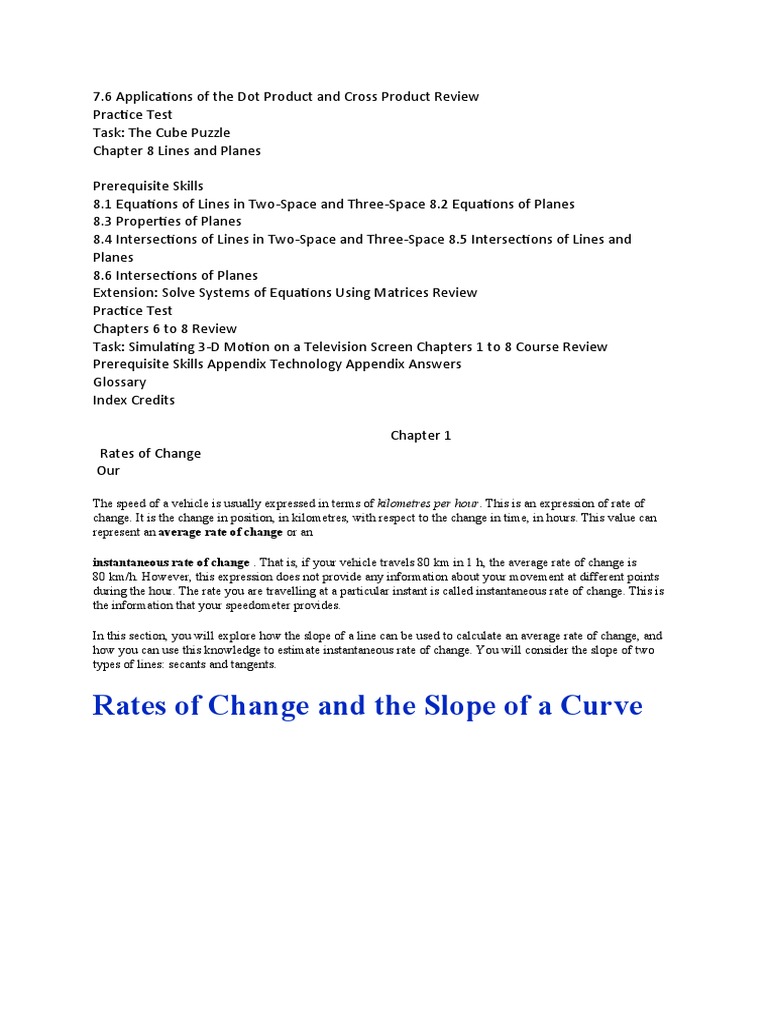 Calculus and Vectors - Chapter 1 | PDF | Slope | Derivative