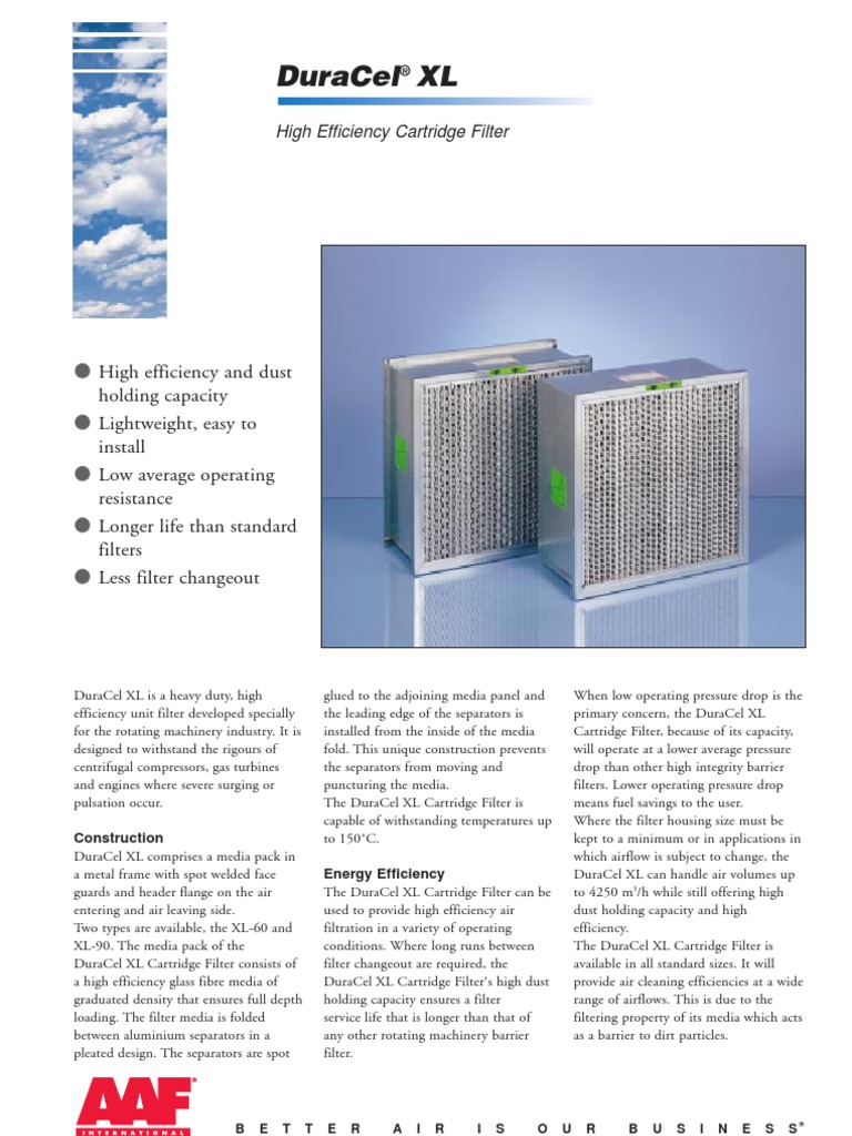 Duracxl | PDF | Filtration | Mechanical Engineering