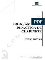 PROGRAMACION DIDACTICA DE CLARINETE . curso 2019-20