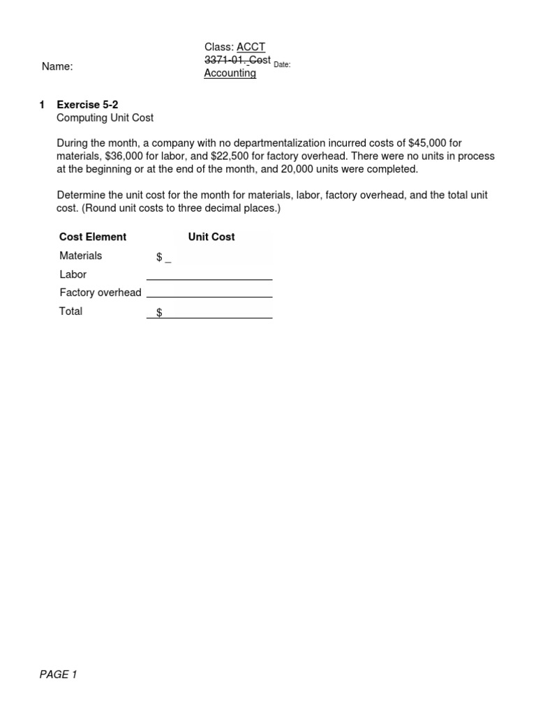 Ch. 5 in Class Exercises 1 PDF | PDF | Cost Of Goods Sold | Cost