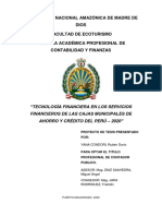 Tecnología Financiera en Los Servicios Financieros de Las Cajas Municipales de Ahorros y Créditos Del Peru 2020