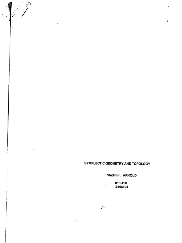 Arnold Symplectic Geometry And Topology - 