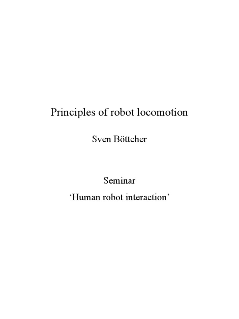 Robot Locomotion | PDF | Walking | Animal Locomotion