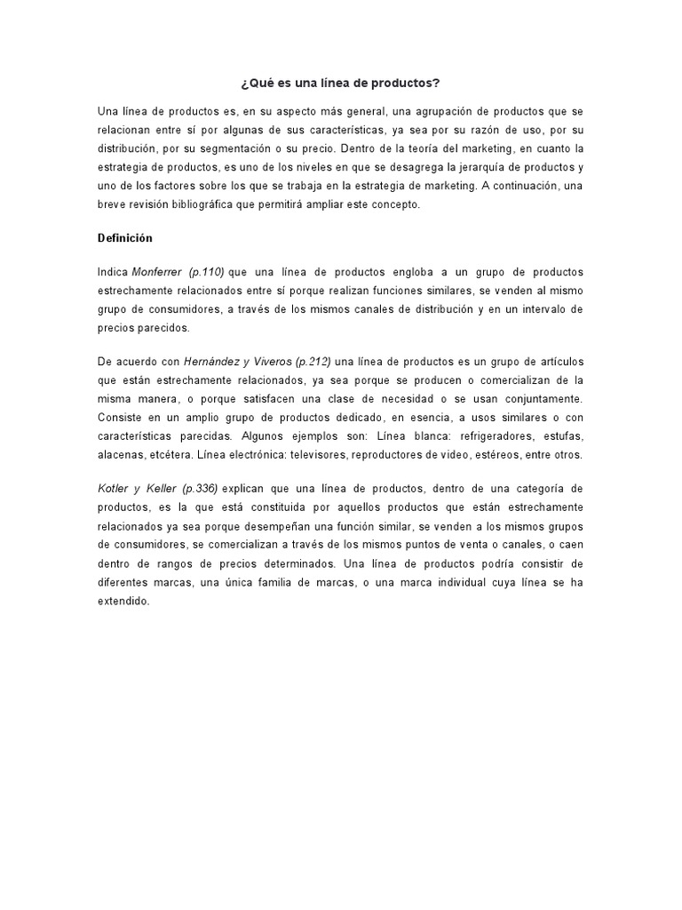 Qué Es Una Línea de Productos PDF Marketing Producto (Negocio)