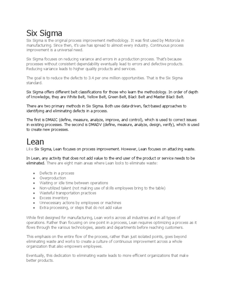 Lean Six Sigma | PDF | Six Sigma | Production And Manufacturing