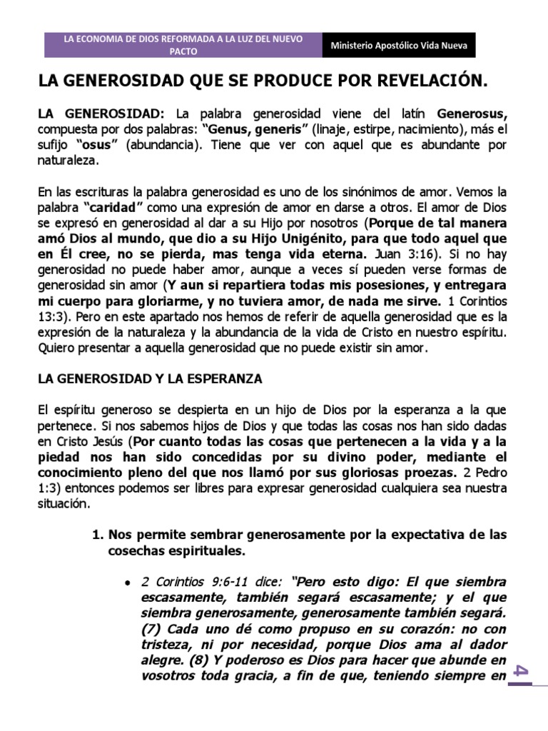 La Generosidad como Valor Espiritual | PDF | Amor | Cristo (título)